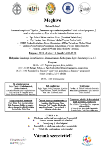 Az Erasmus+ tapasztalatok újratöltve szakmai program meghívója